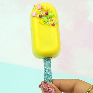 Palito para popsicle glitter azul - 12 un